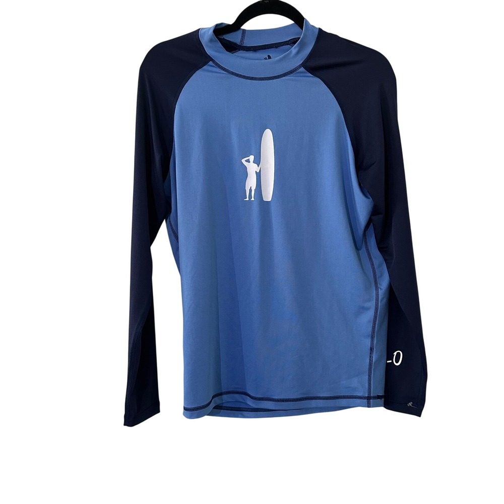 Johnnie-O Mens Blue Colorblock Long Sleeve Rash Guard‎  L Surf Logo